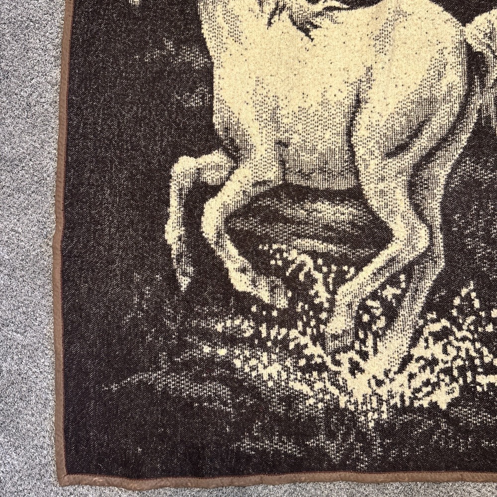 76x50" LINTEX INTERNATIONAL Spain Horse Reversible Blanket Throw VNTG - Picture 3 of 14